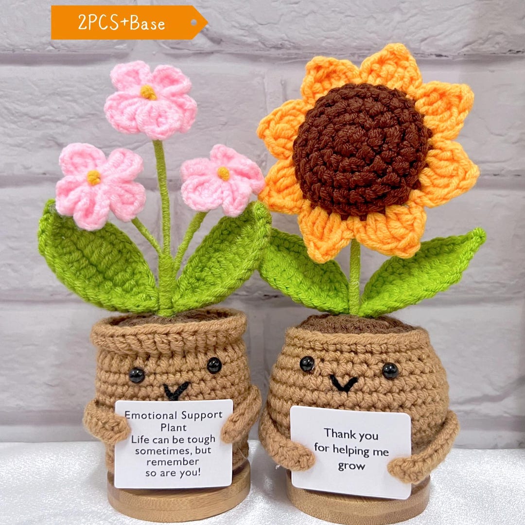 Valentines Sunflower For Women Teacher - Thank You Appreciation Gifts - Emotional Support Crochet With Positive Card For Coworker Boss Lady Thanksgiving Retirement - Thank You For Helping Me Grow