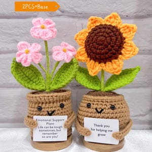 SmoothNovelty 9 Sets Teacher Appreciation Gift Bulk Sunflower Gift For Teacher Positive Sunflower Crochet Dolls With Cards Thank You Graduation Ideal For Women Mom Coworker Graduation Office Decor