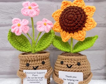 Handmade Crochet Sunflower/Forget Me Not Plants,Emotional Support Plants,Thank You For Helping With Me Grow,Birthday Gift,Gift For Teachers