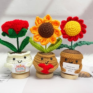 Cute Crochet Sunflower/Rose/Daisy Plant,Crochet Flower,Personalized Gift for Mom,Thank You Gift,Flower decor,Mother&#39;s Day Gift,Birthday Gift