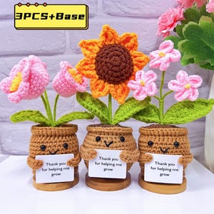 Jolie plante de tournesol au crochet/Ne m'oubliez pas, Merci de m'avoir aidé à grandir, Cadeau de remerciement, Cadeau pour professeur, Plante de soutien émotionnel, Cadeau pour elle