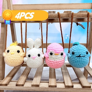 Cute Handmade Crochet Chicken/Rabbit/Penguin/Dinosaur Pendant,Car Pendant,Corner Decoration Pendant,Keychain,Crochet Swing Pendant,Cute Gift