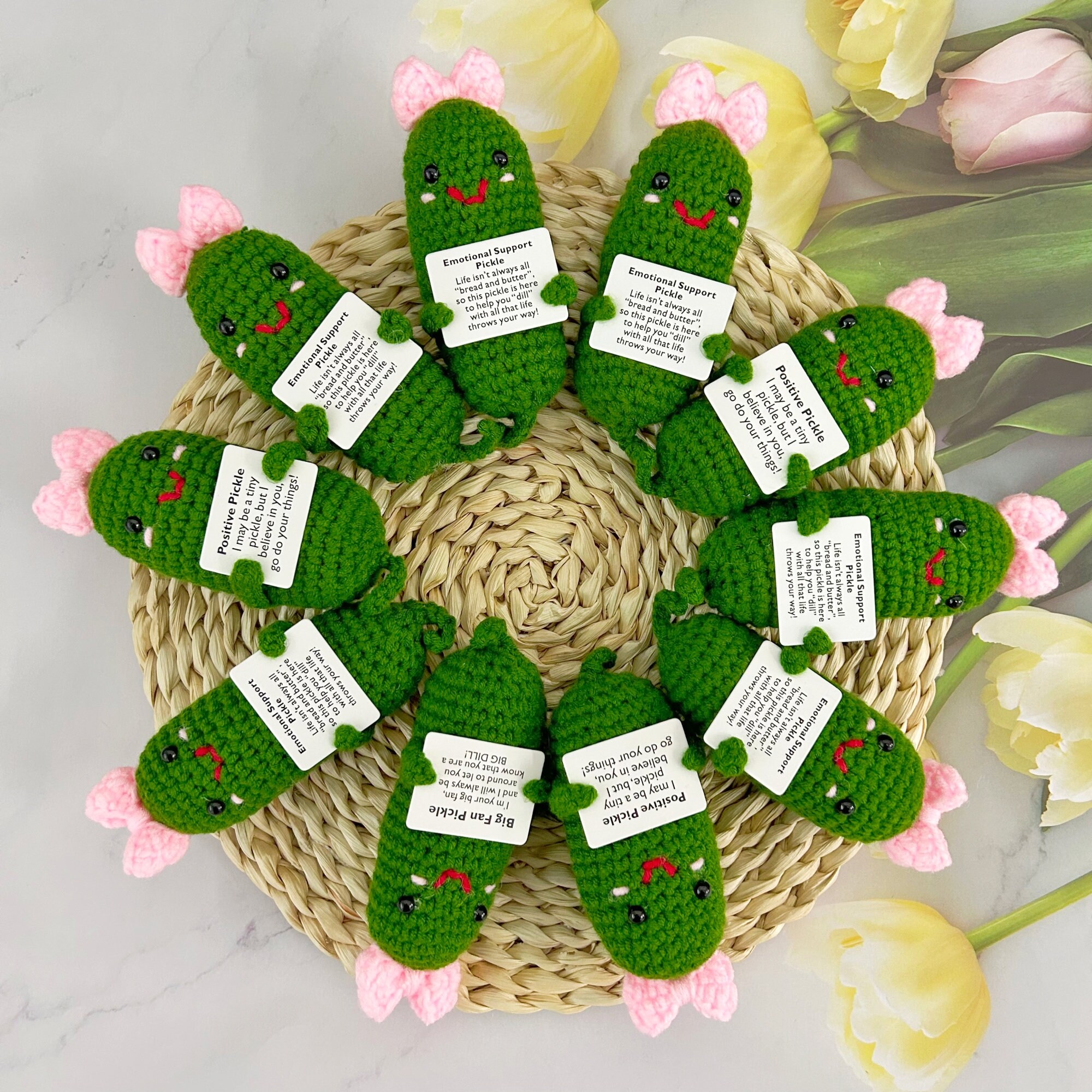 Bulk Crochet Emotional Support Pickle,Crochet Pickle,Office Desk Decor,Mental Health Gift,Knitted Pickle,Gifts For Team/Coworker,Staff Gift