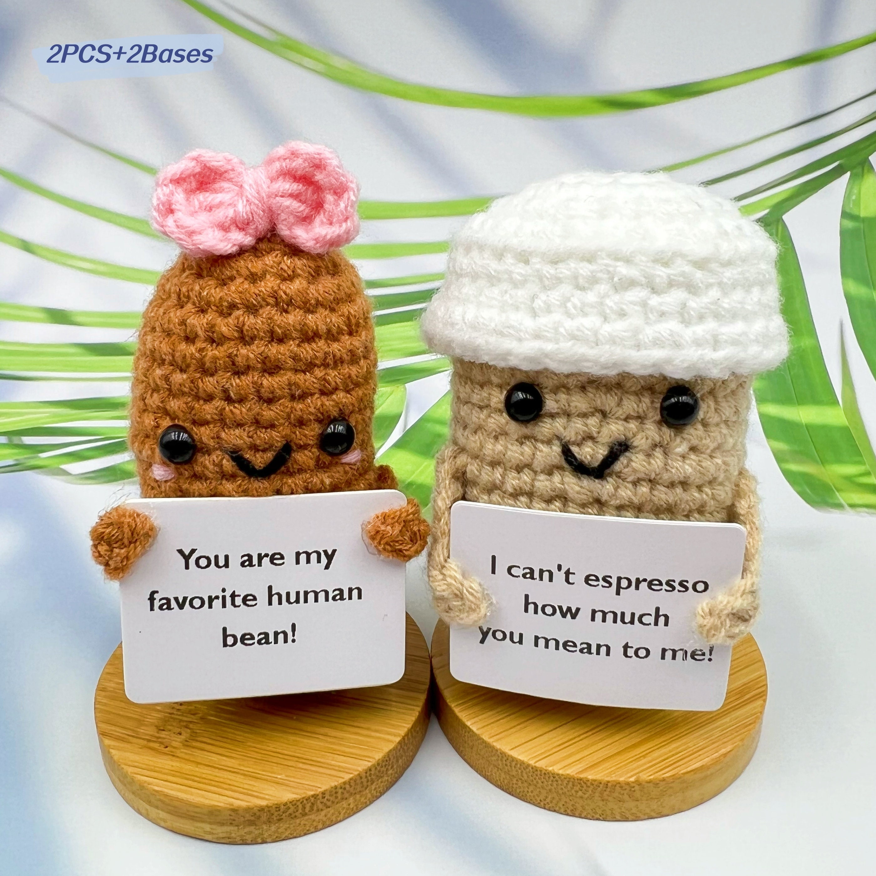 Graduation Gift Crochet Coffee Bean and Coffee Cup-Coffee Lover Gift- Surprise Gifts for her/him-Crochet Desk Buddy-You are the one