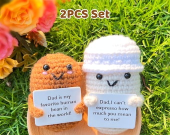 Handmade Crochet Coffee Bean Cup-Coffee Lover Gift-Favorite Human Bean-Espresso Love-Emotional Support coffee-Father's Day-Gift for dad