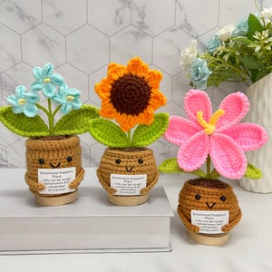 Crochet Sunflower/Forget-Me-Not Plants/Tulip,Emotional Support Plant,Crochet Office Desk Decor,Xmas Decor,Christmas Gifts For Her/Teacher
