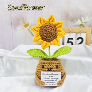 Handmade Crochet Emotional Support Plants Caring Gifts, Custom Crochet Sunflower Pot, Encouragement Gift,Mother's Day gift, Rooting for you Sunflower