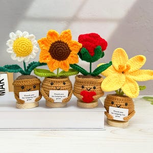 Handgefertigte Häkelarbeit Sonnenblume / Rose / Gänseblümchen / Tulpe, Häkelblume, Geschenk zur emotionalen Unterstützung, Danke Geschenk, Liebesgeschenke für Mutter / Lehrer, Abschlussgeschenke