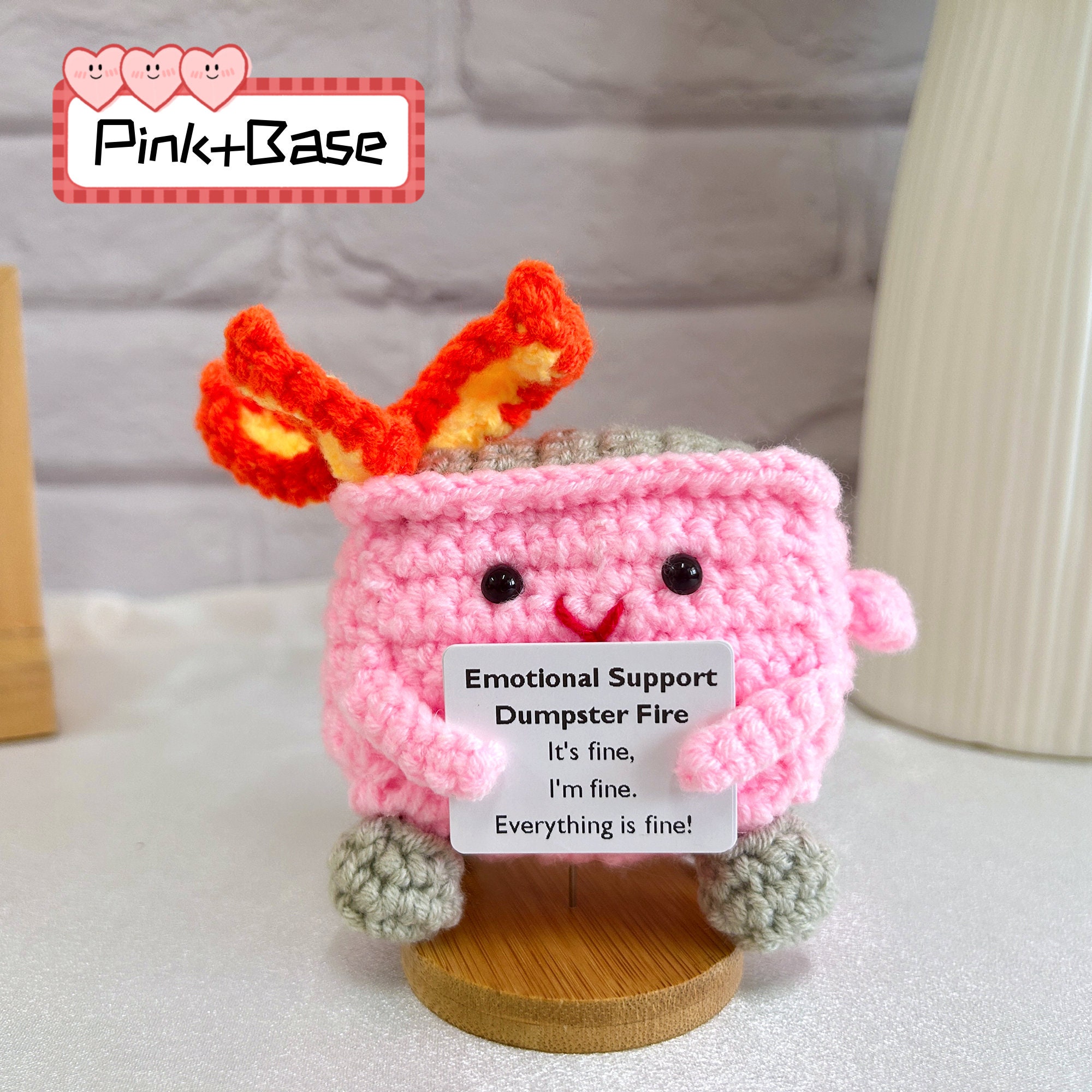 Emotional Support Dumpster Fire Plüsch - Lustiges Gag-Geschenk, Schreibtischdekoration (Pink)