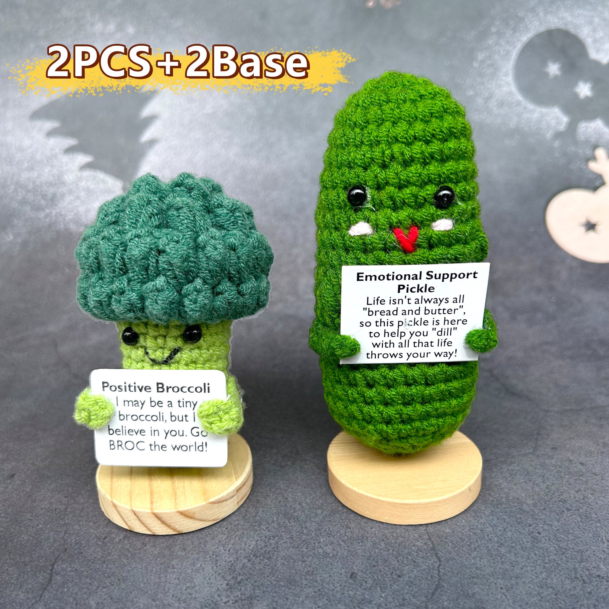 Emotional Support Pickle and Positive Broccoli -graduation Gift