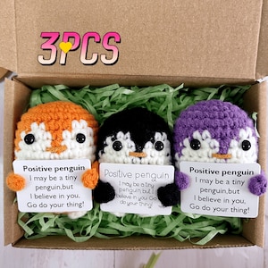 Cute Handmade Crochet Penguin,Positive Penguin,Emotional Support Penguin,Couple Gift,Birthday Gift,Love Gift,Thank You Gift,Crochet Penguin