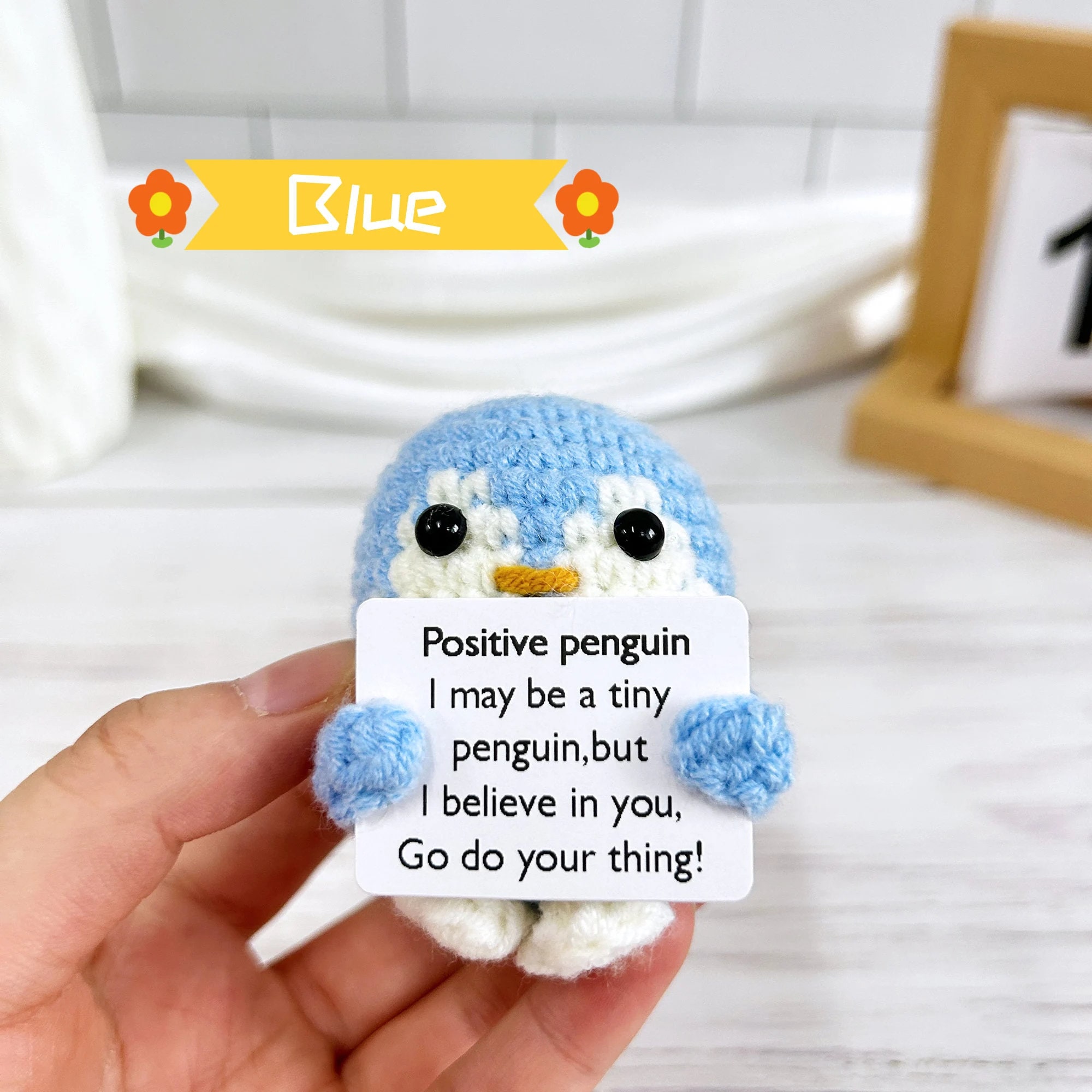 Pingouin Positif Au Crochet, Cadeau D'encouragement Fait Main, Ornement De Bureau. Cadeau Pour La Saint-Valentin. Cadeau Pour La Fête Des Mères. - France