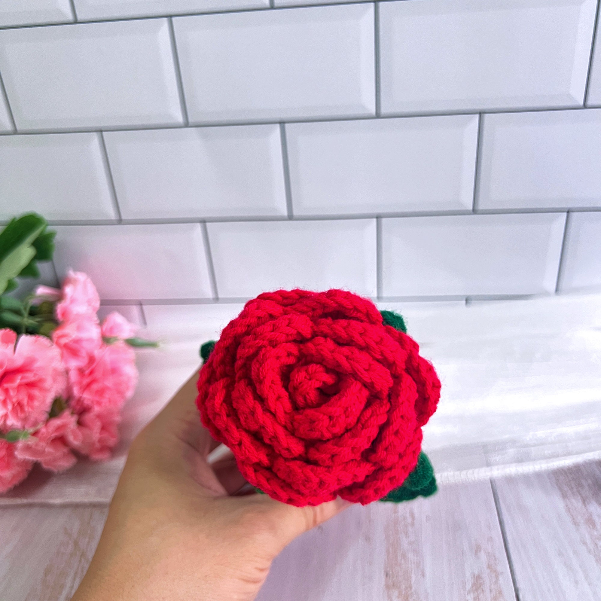 Regalo Cuore, patate positive, Decorazioni da Scrivania per Casa e Ufficio, Pocket Hug Positive Fiori all'Uncinetto Regalo per Lui Lei Uomini Donne Amici Fidanzato Compleanno Natale San Valentino