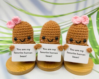 Custom Crochet Coffee Bean,You are my favorite human bean,Positive Bean, Mental Health Gift,Graduation Gift,Cute Desk Buddy,Gift For Her/Him
