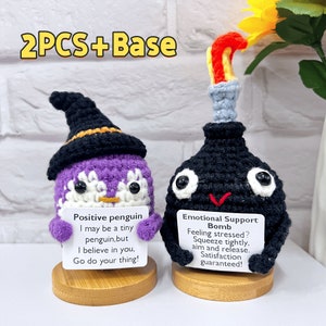 Handmade Crochet Emotional Support Bomb/Positive Penguins/Unique and Uplifting Gift for Comfort and Encouragement,Gift For Her,Penguin Gift