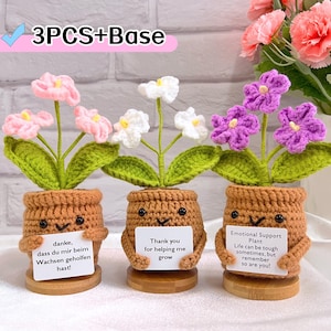 Handmade Crochet Forget Me Not Plants,Emotional Support Plant,Positive Gift,Personalized Gift,Farewell Gift,Teacher Gift,Gifts For Mom/Her