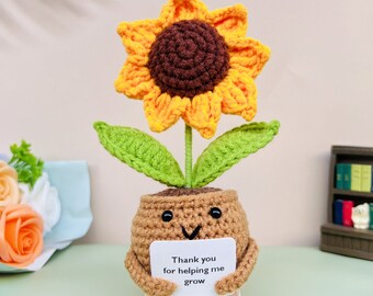Simpatico girasole/non ti scordar di me/mughetto all'uncinetto, grazie per avermi aiutato a crescere, pianta di supporto emotivo, regalo di ringraziamento per mamma/insegnante - Italia