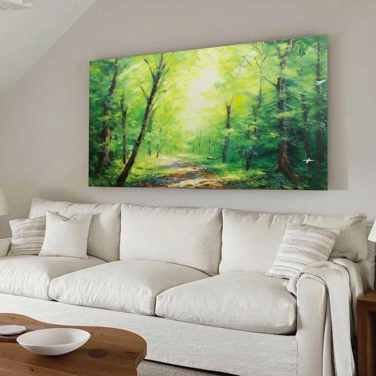 Abstract Forest Oil Painting on Canvas, Large Wall Art, Original Tree ...