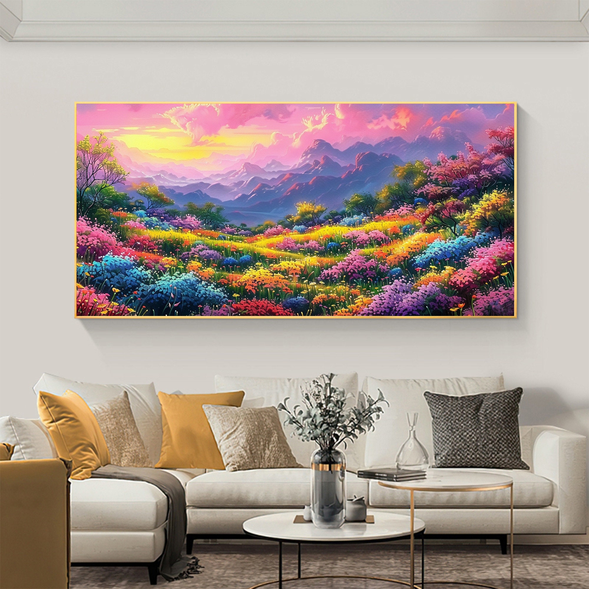 Original Nature Scenery Oil Painting on Canvas, Large Wall Art Abstract