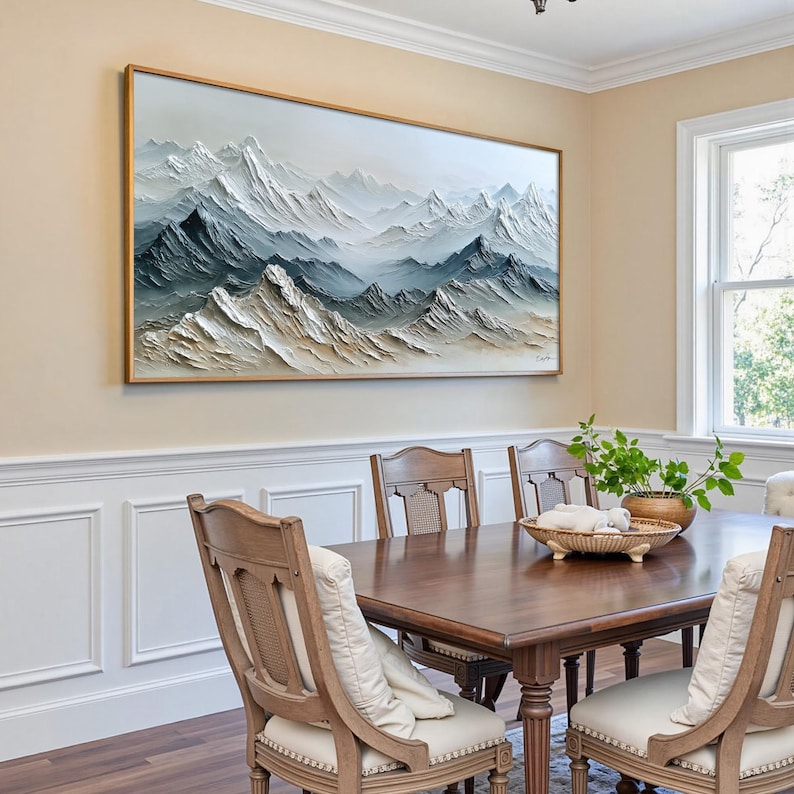 Original Colorful Mountain Oil Painting on Canvas, Large Wall Art ...
