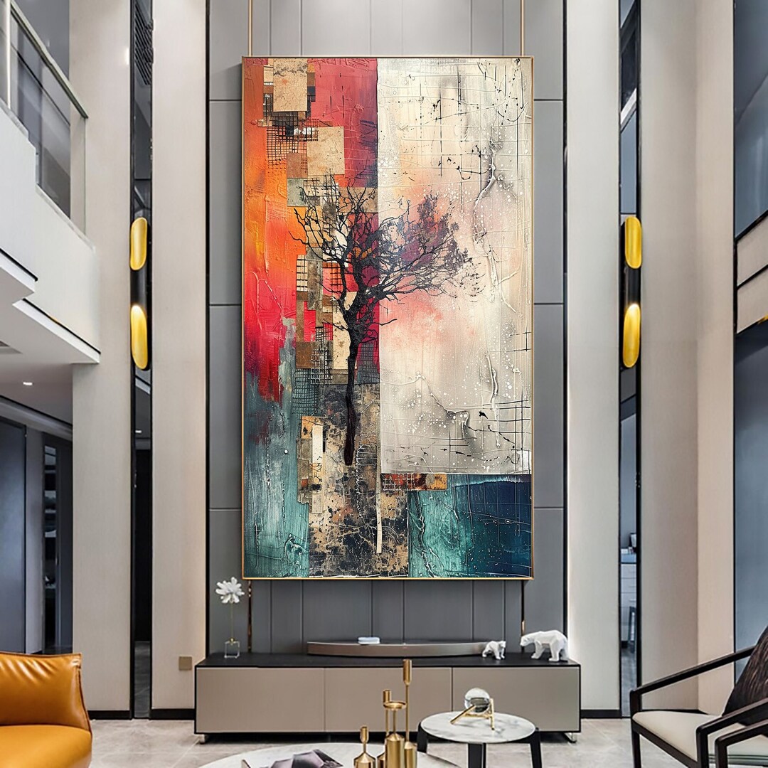 Abstract Tree Landscape Oil Painting on Canvas, Large Wall Art Original ...