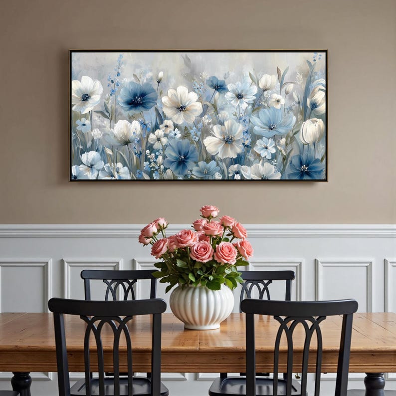 Large Original Flower Oil Painting on Canvas, Canvas Wall Art, Abstract ...