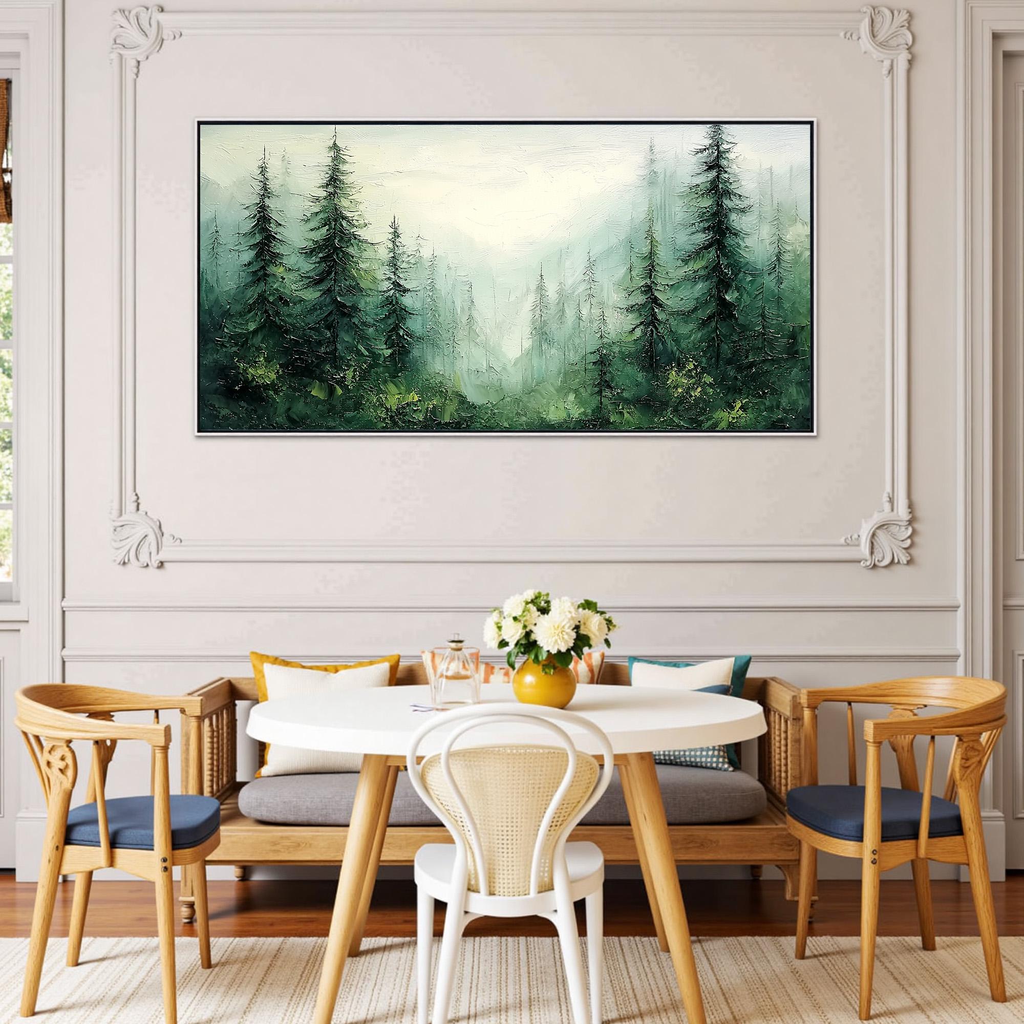 Original Green Forest Oil Painting on Canvas, Large Wall Art, Abstract ...