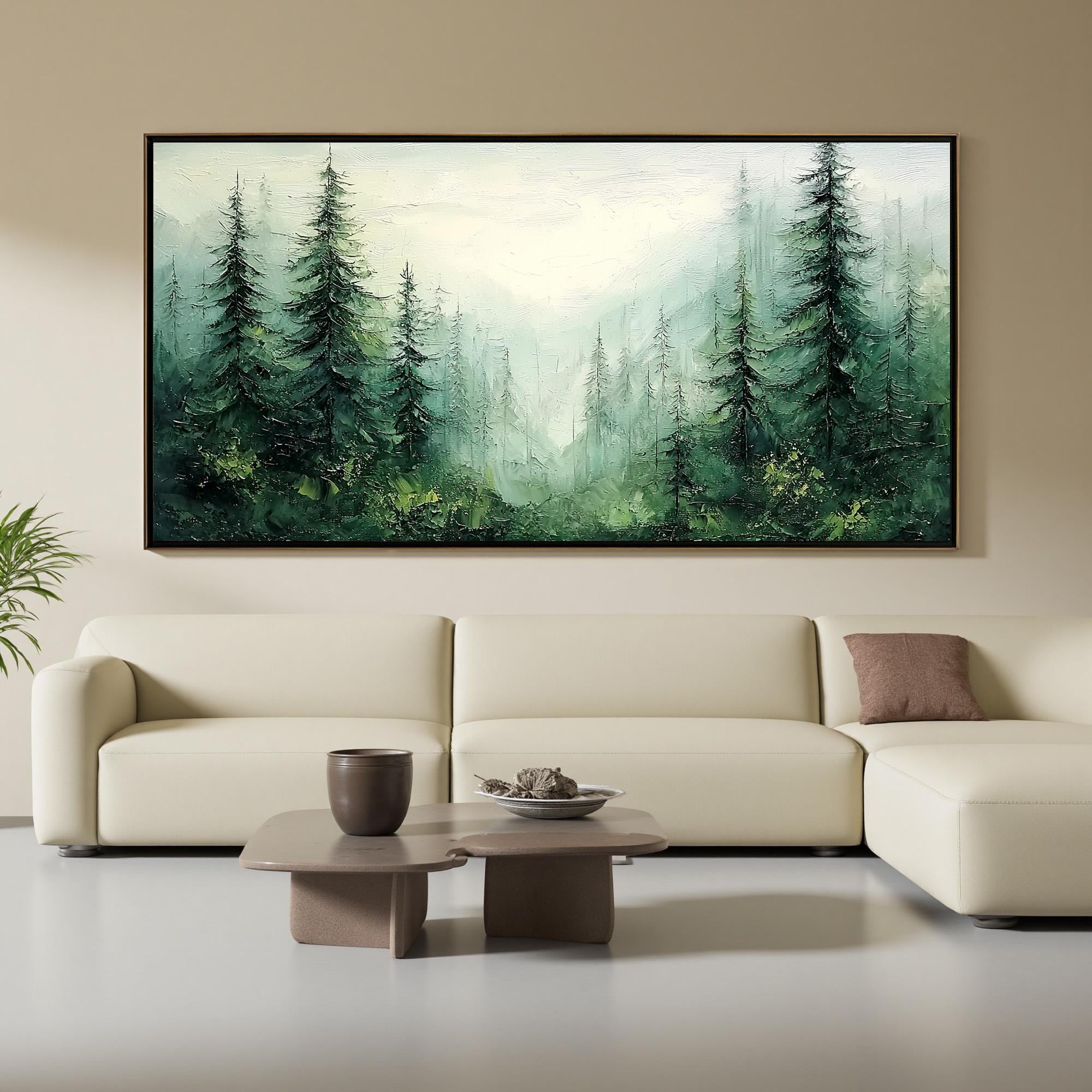 Original Green Forest Oil Painting on Canvas, Large Wall Art, Abstract ...