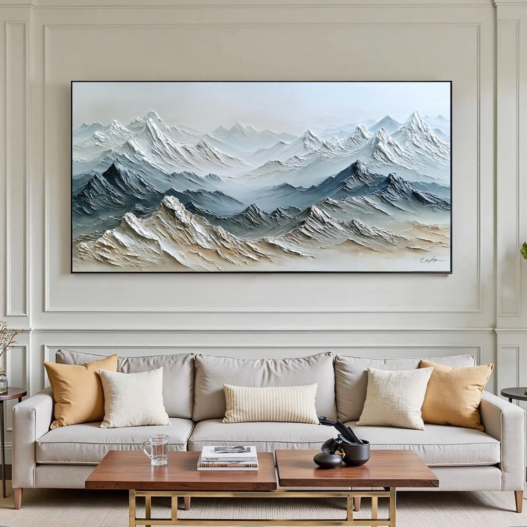 Original Colorful Mountain Oil Painting on Canvas, Large Wall Art ...