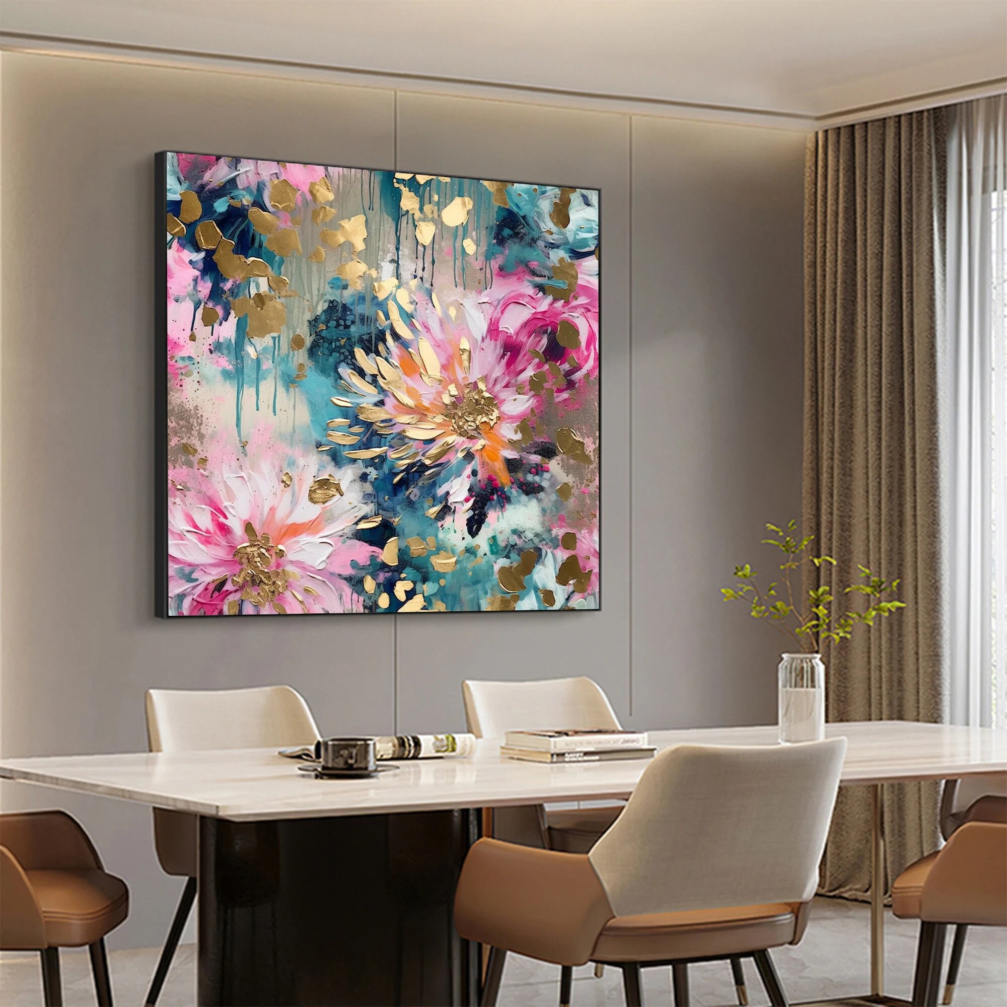Large Abstract Flower Oil Painting on Canvas Wall Art,original Textured ...