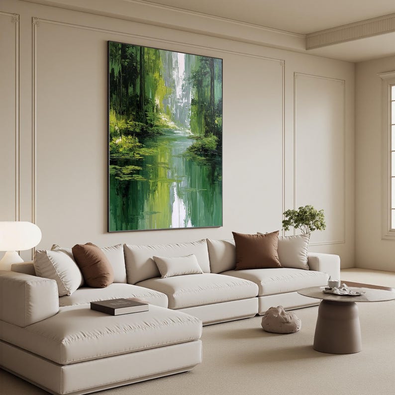 Original Green Forest Oil Painting on Canvas, Large Wall Art, Abstract ...