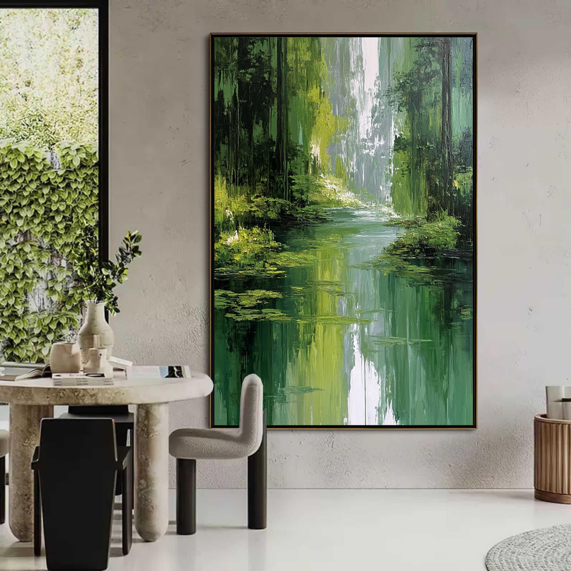 Original Green Forest Oil Painting on Canvas, Large Wall Art, Abstract ...