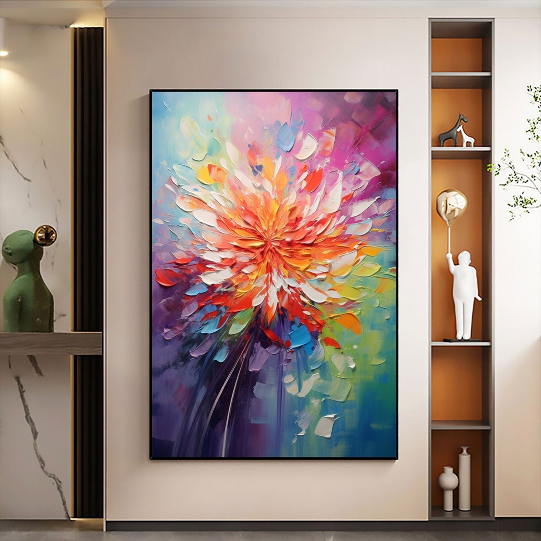 Large Flower Oil Painting on Canvas, Canvas Wall Art, Abstract Blossom ...