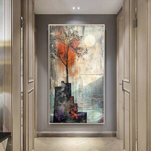 Original Lake Landscape Oil Painting on Canvas, Large Wall Art Abstract ...