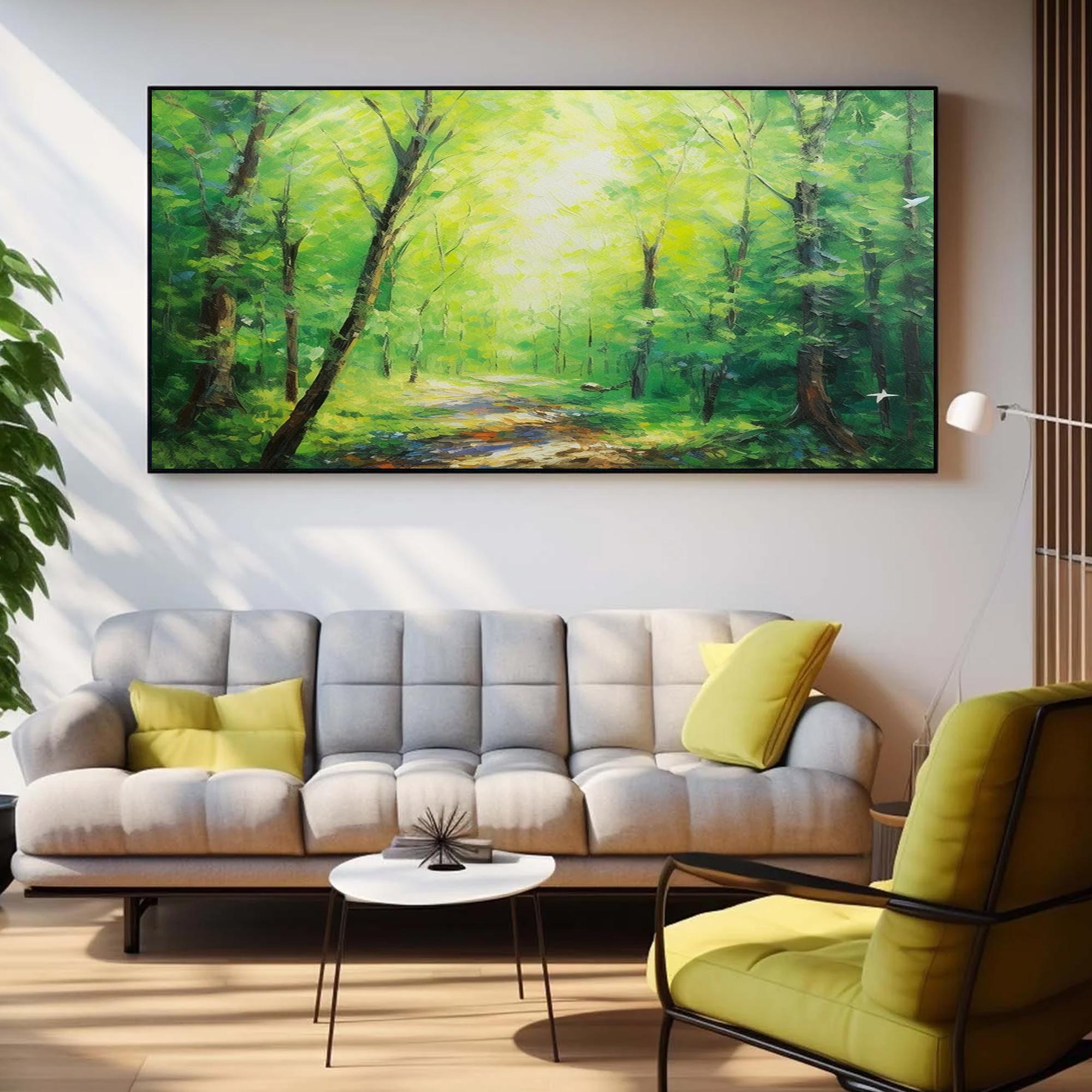 Abstract Forest Oil Painting on Canvas, Large Wall Art, Original Tree ...