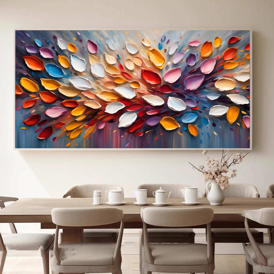 Original 3D Colorful Texture Canvas Oil Painting, Abstract Petal ...