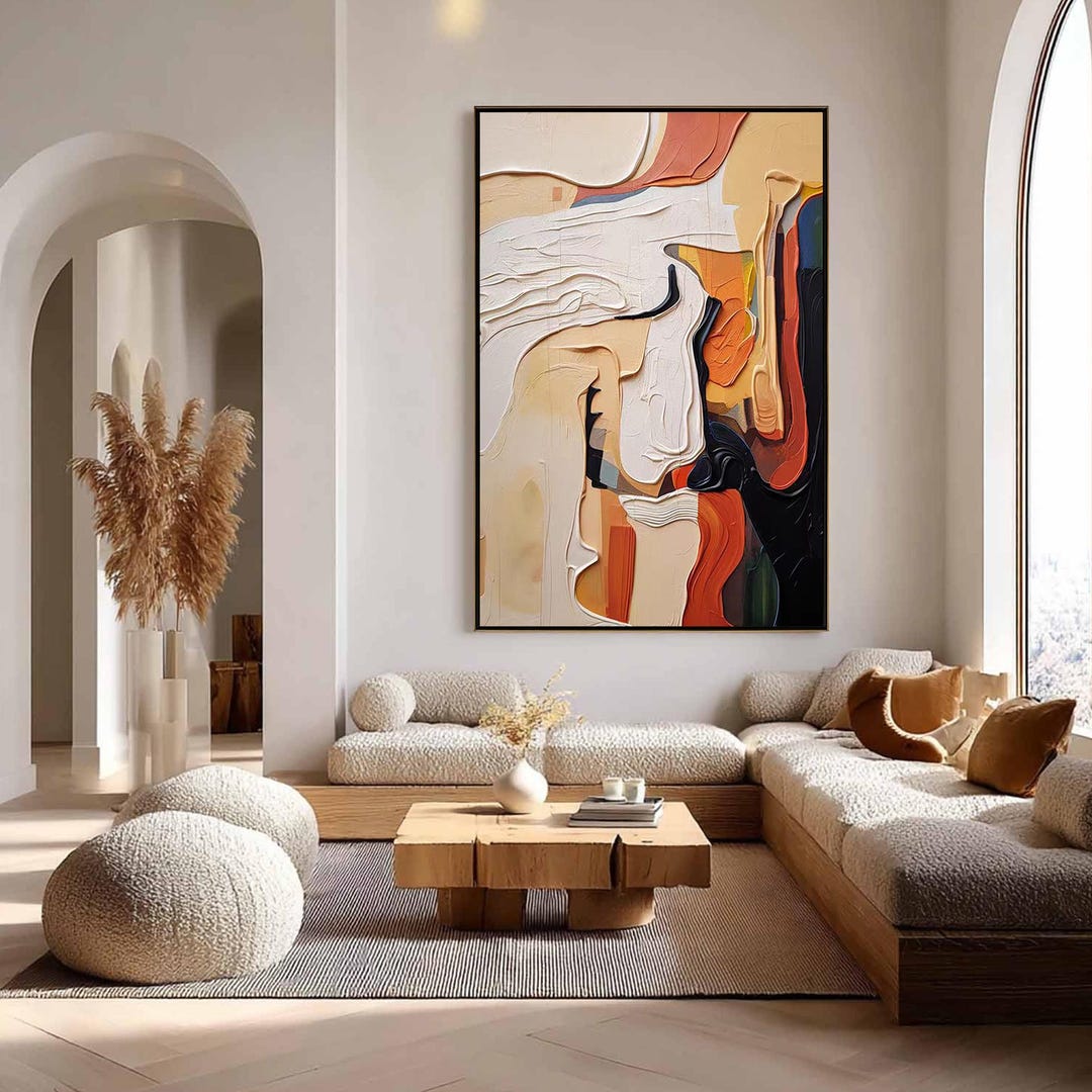 Hand-painted 3D Impasto Textured Wall Art, Wabi Sabi Painting on Canvas ...