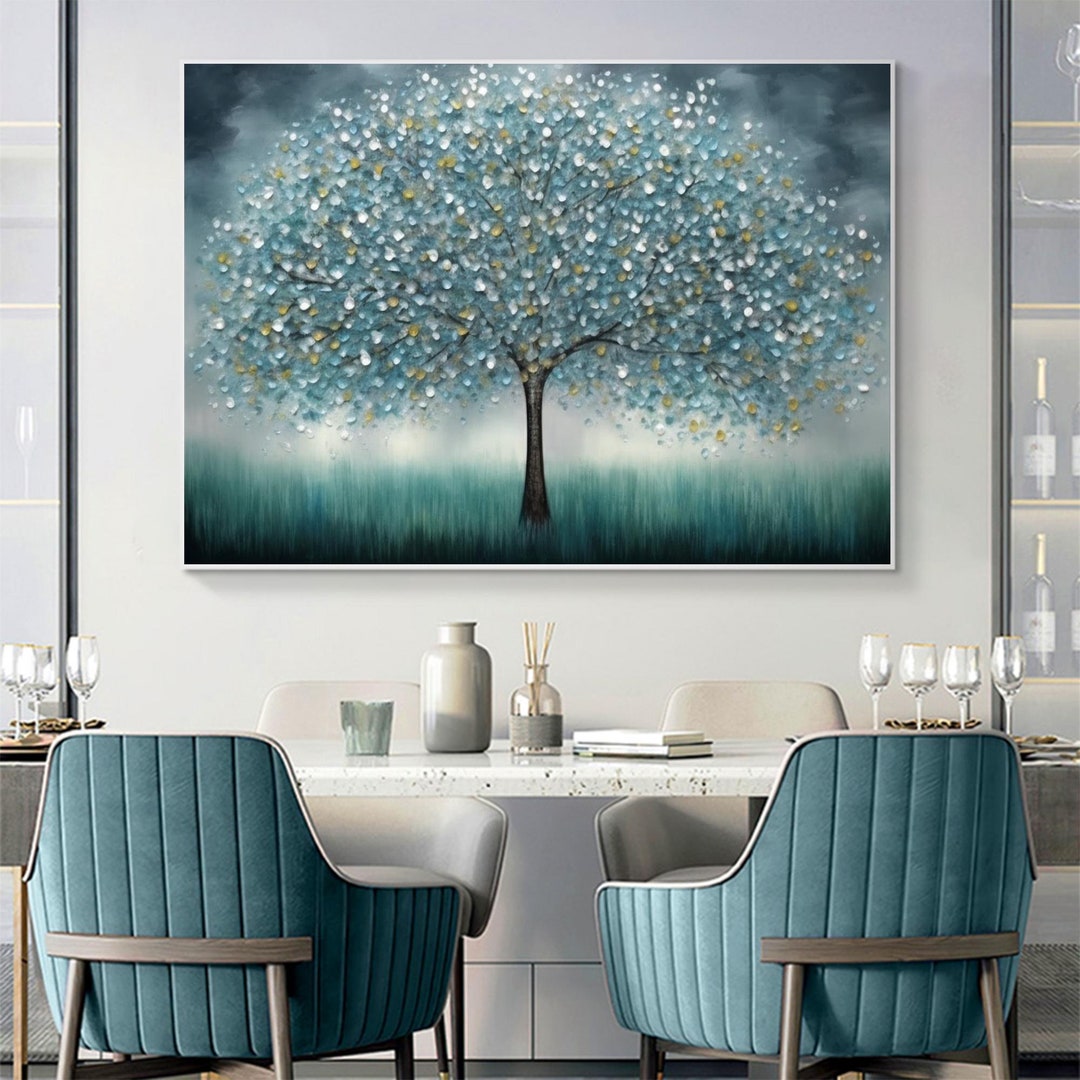 Abstract Tree of Life Oil Painting on Canvas, Large Wall Art, Original ...