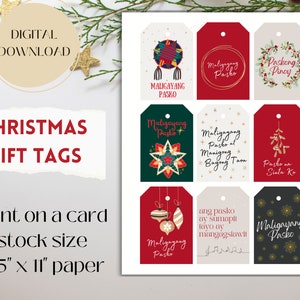 Etiquetas de Navidad - Etiquetas de regalo - Etiquetas navideñas imprimibles- Etiquetas Maligayang Pasko