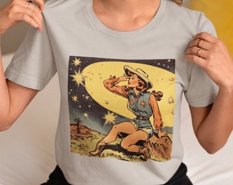 Cosmic Cowgirl & Stars- Cowgirl Shirt, Western Tee Shirt, Country Shirt, Cosmic Shirt, Women's Space Shirt, Cowgirl Tshirt Space Shirts.
