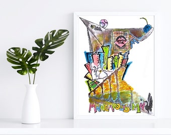 Minnesota Minneapolis City Map Art Print | Colorful MN Home Decor