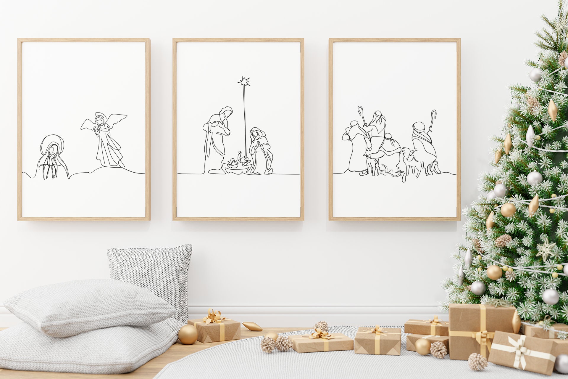 Nativity Line Art Prints Etsy