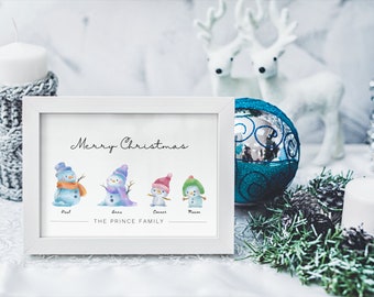 Family Snowmen Christmas Sign Personalized Christmas Decor Holiday Decor Christmas Tree Wall Decor Custom Christmas Wall Art Names Xmas