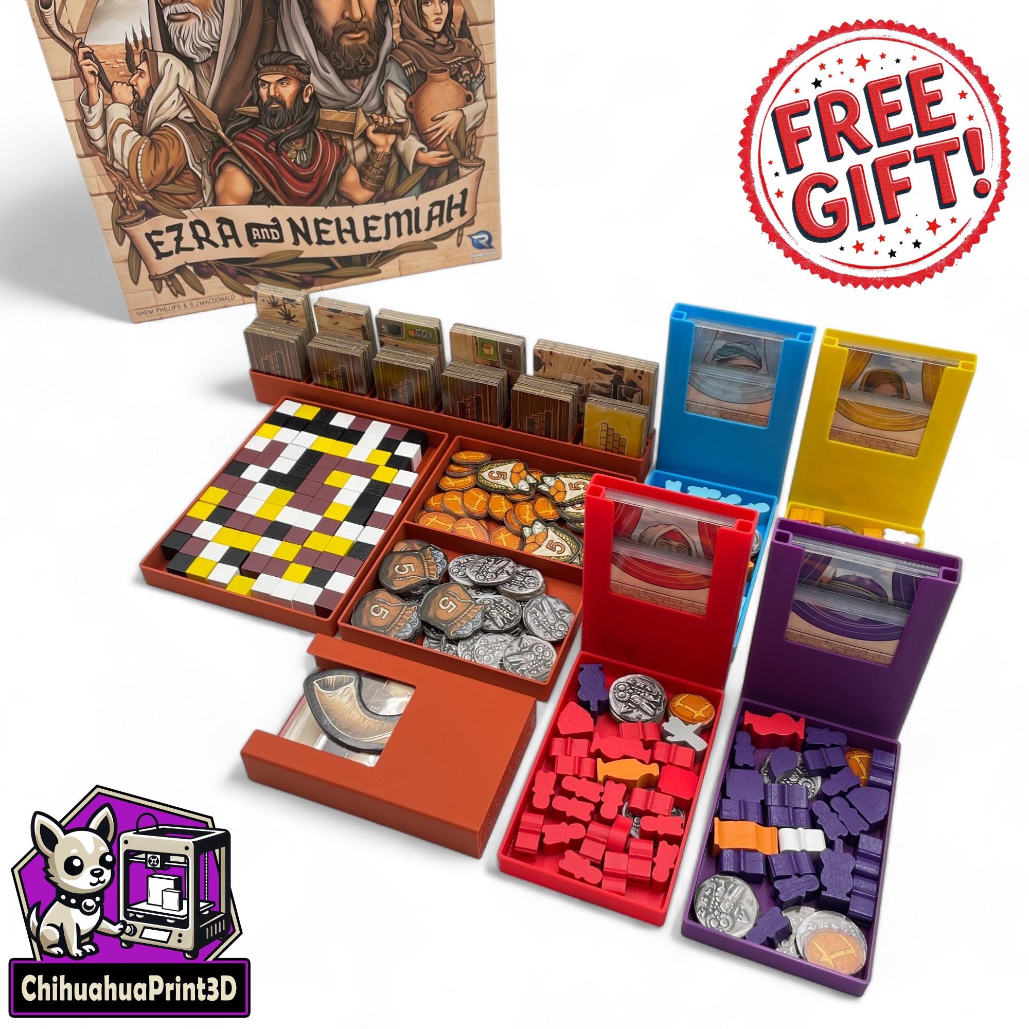 Ezra and Nehemiah + Promo Tiles Insert | Ezra and Nehemiah Storage | Ezra and Nehemiah Organizer | 3D Printed | ChihuahuaPrint3D