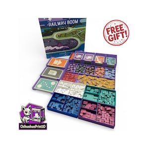 Wkładka do gry w Railway Boom | Organizer do gier planszowych | Ulepszenie Brettspiel | Wkładka drukowana w 3D | Kompatybilna z Gamegenic | ChihuahuaPrint3D