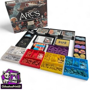 Arcs ボードゲーム + ミニチュア Exp インサート | Arcs ボードゲーム ストレージ | Arcs ボードゲーム オーガナイザー | 3D プリント | ChihuahuaPrint3D