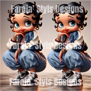 Urban Betty Boop Tumbler Wrap: Afro Style 20oz PNG (Digital Download)