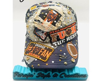 Chicago Bears Bling Hat - Custom | Game Day Hat | Distressed  display picture 2