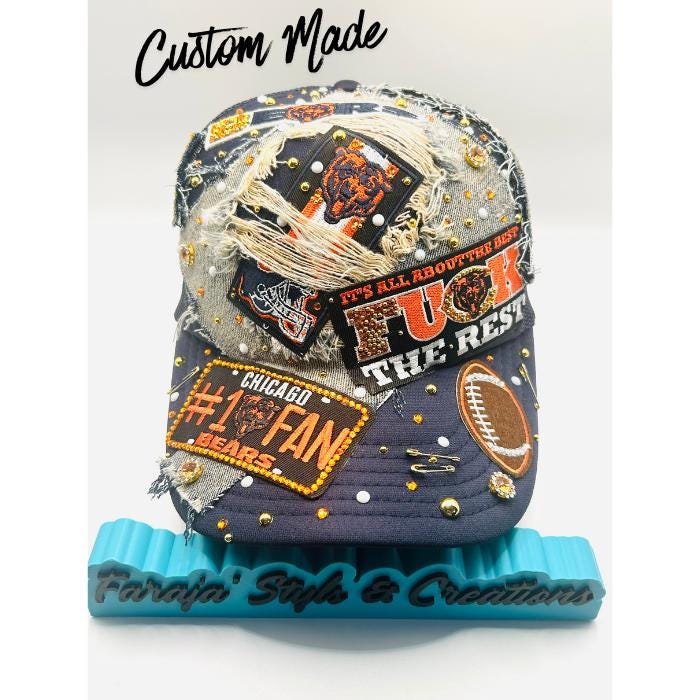 Bling Chic Bear Cap ? Blinged Out Chicago Bears Hat - Etsy main image 4