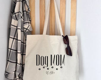 Dog mom tote bag- Dog tote bag zipper- Tote bag Canvas - Personalized Canvas Tote Bag for Women- Mother's Day gift- Custom Mother's Day gift